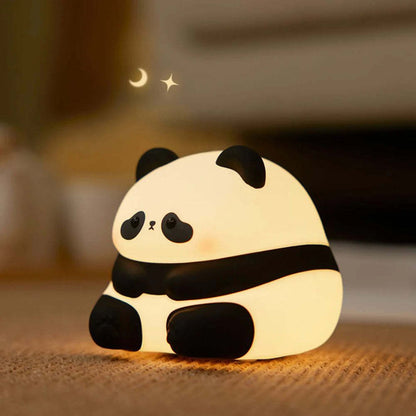 Panda Night Lights For Kids Cute Animal Silicone Timing Rechargeable Lamp Cartoon Panda Bedroom Decoration Kids Boys Girls Gift Flower Clapping Lamp