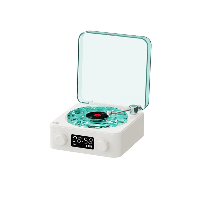 Retro Turntable Speaker Wireless Bluetooth-compatible 5.0 Vinyl Record Player Stereo Sound With White Noise RGB Projection Lamp Effect Blue USB