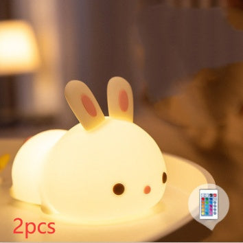 New Year'S Gift Rabbit Silicone Lamp Pat Feeding Creative Night Light Children'S Toys Basic remote control model 2PCS