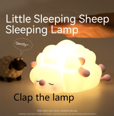 Cute Silicone Night Lights Sheep Cartoon Bedroom Lamp For Children's Room Decor Rechargeable Timing Dimming Sleep Night Light Pink USB