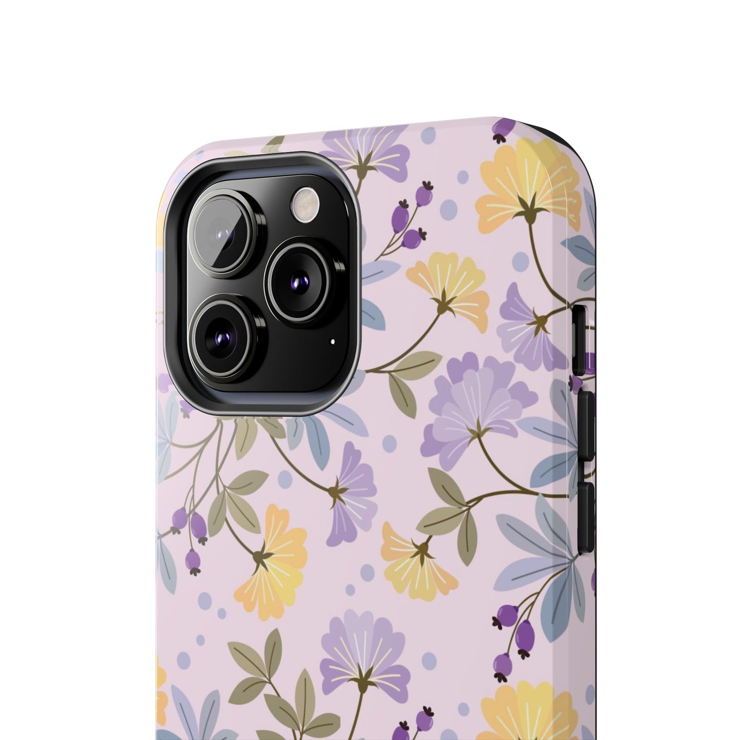 Blooming yellow and purple flowers Tough Phone Cases