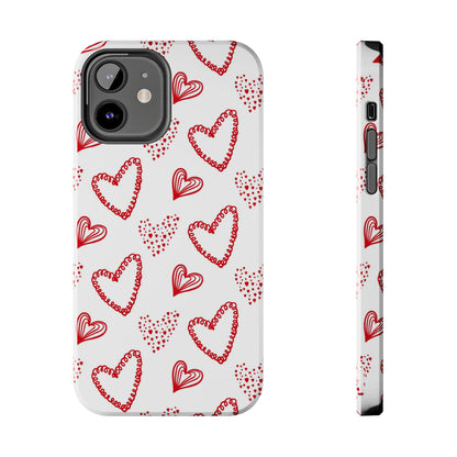 Cute hand drawn Valentine's hearts seamless pattern. Tough Phone Cases iPhone 12