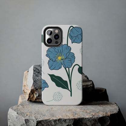 Hand drawn Blue Flower abstract Tough Phone Cases