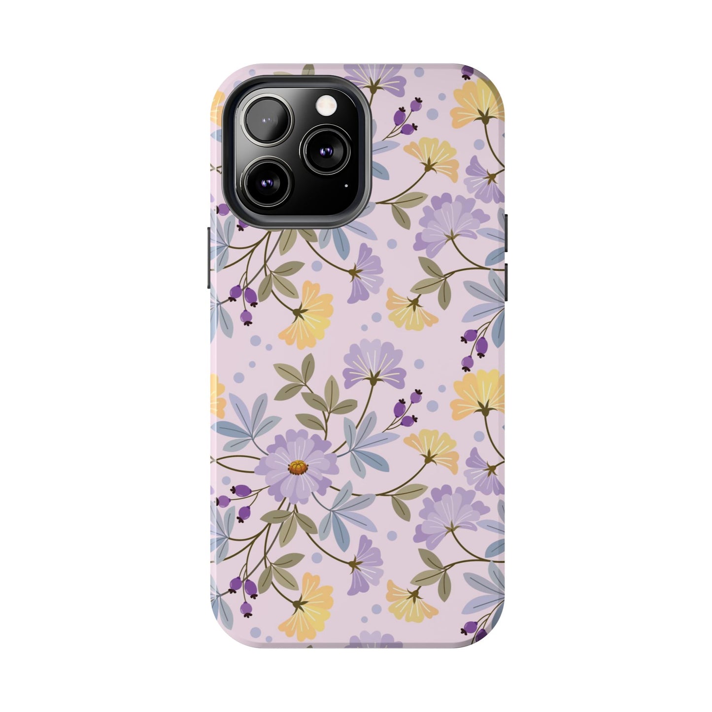 Blooming yellow and purple flowers Tough Phone Cases