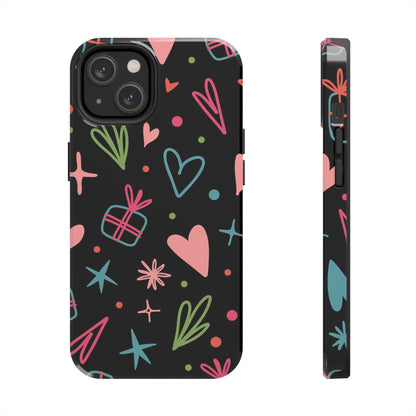 Valentine Day Doodle seamless pattern Tough Phone Cases iPhone 14