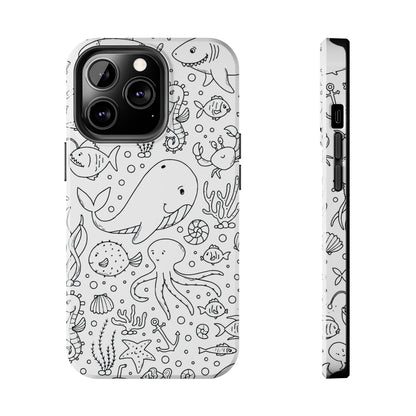 monochrome seamless pattern Tough Phone Cases iPhone 13 Pro