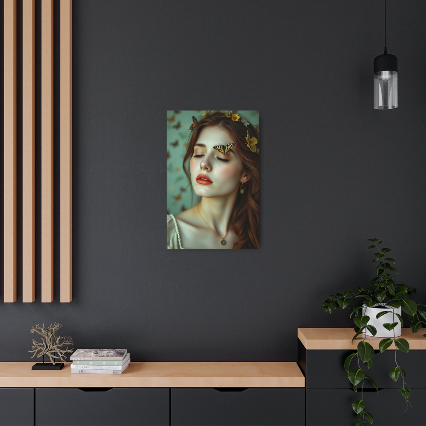 Enchanting Metal Wall Art: Butterfly Goddess Portrait for Dreamy Decor