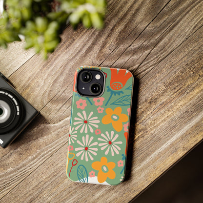 flowers in trendy retro Tough Phone Cases