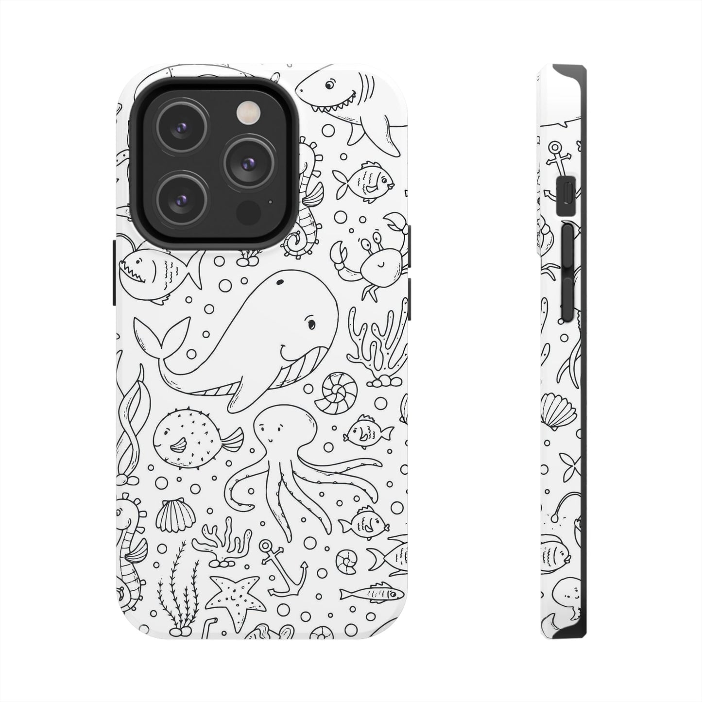 monochrome seamless pattern Tough Phone Cases iPhone 14 Pro