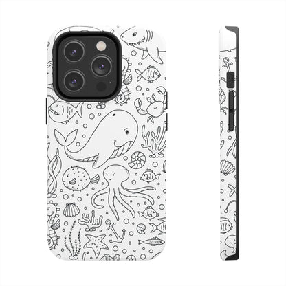 monochrome seamless pattern Tough Phone Cases iPhone 14 Pro