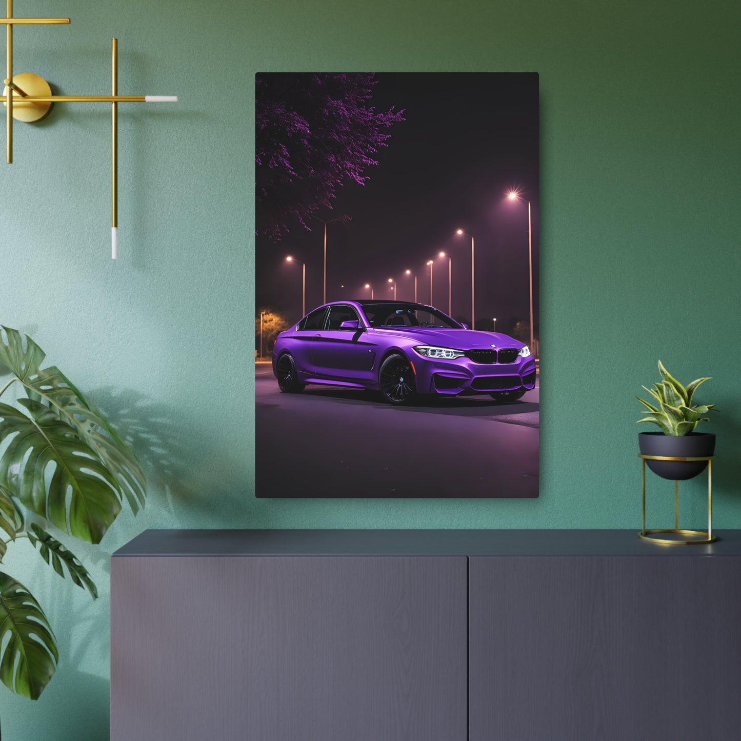 Purple super car bmw Metal Art Sign 24" x 36" (Vertical) 0.12''