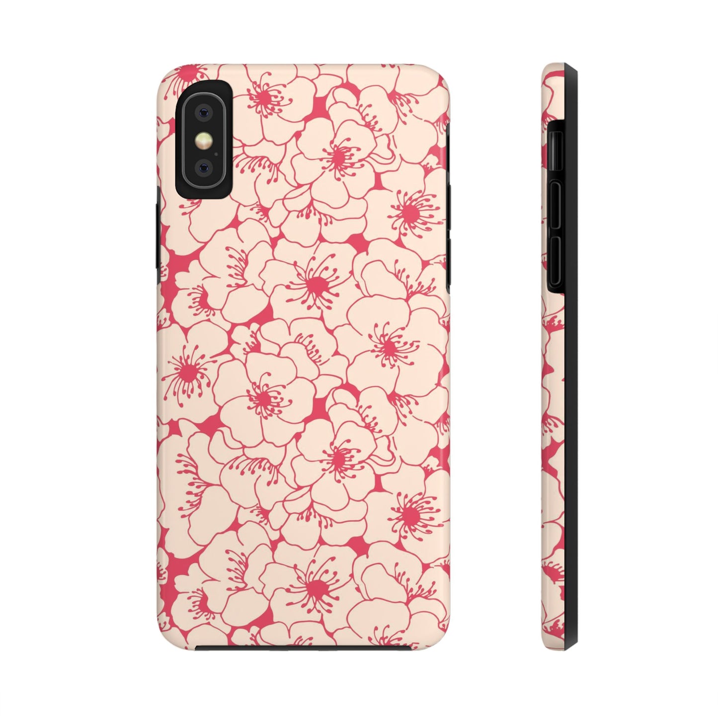 Stylized apple tree flowers line art Tough Phone Cases iPhone XS