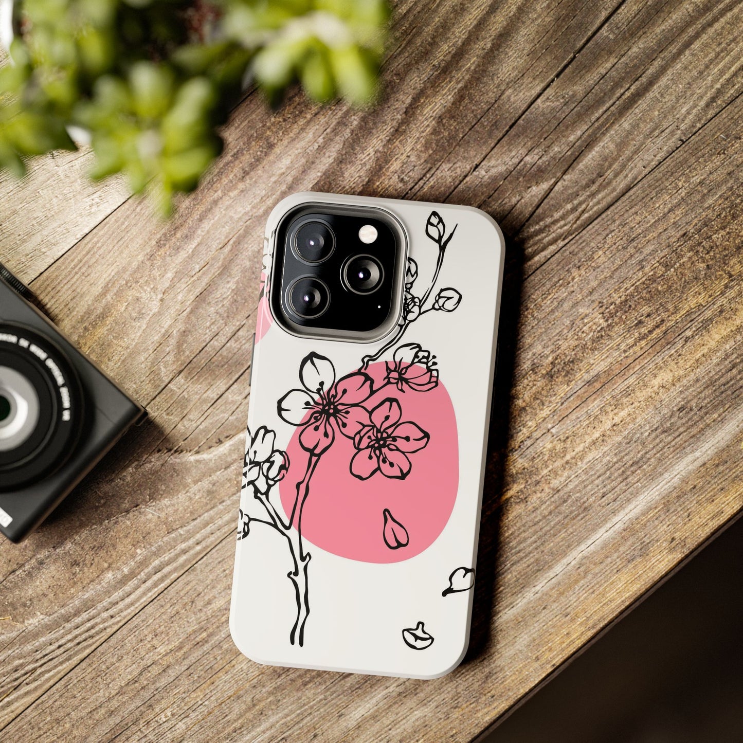 Spring blossom monochrome line art floral Tough Phone Cases