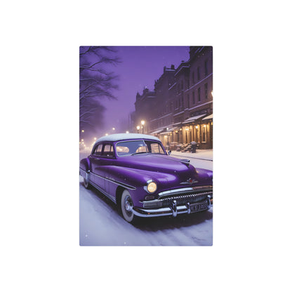 Violet Twilight: A Vintage Dream in Winter's Embrace Metal Art Sign