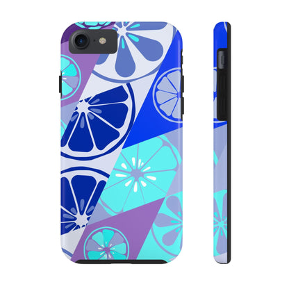 Texture blue with a pattern of lemons limes Tough Phone Cases iPhone 7, iPhone 8, iPhone SE