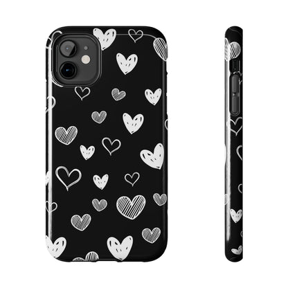 Heart doodles seamless pattern Tough Phone Cases iPhone 11