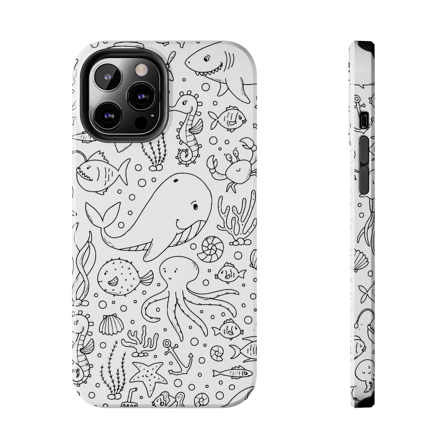 monochrome seamless pattern Tough Phone Cases iPhone 12 Pro Max