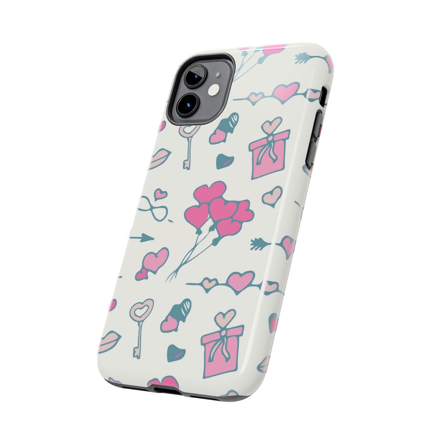 Pink seamless pattern with cute love doodles Tough Phone Cases