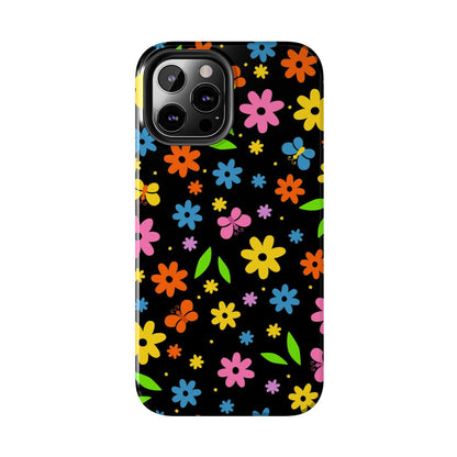 Cute pattern with simple flowers and butterflies. Tough Phone Cases