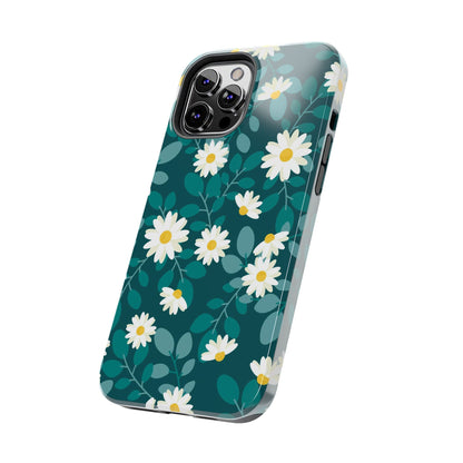 cute white daisy flower flat style seamless pattern Tough Phone Cases