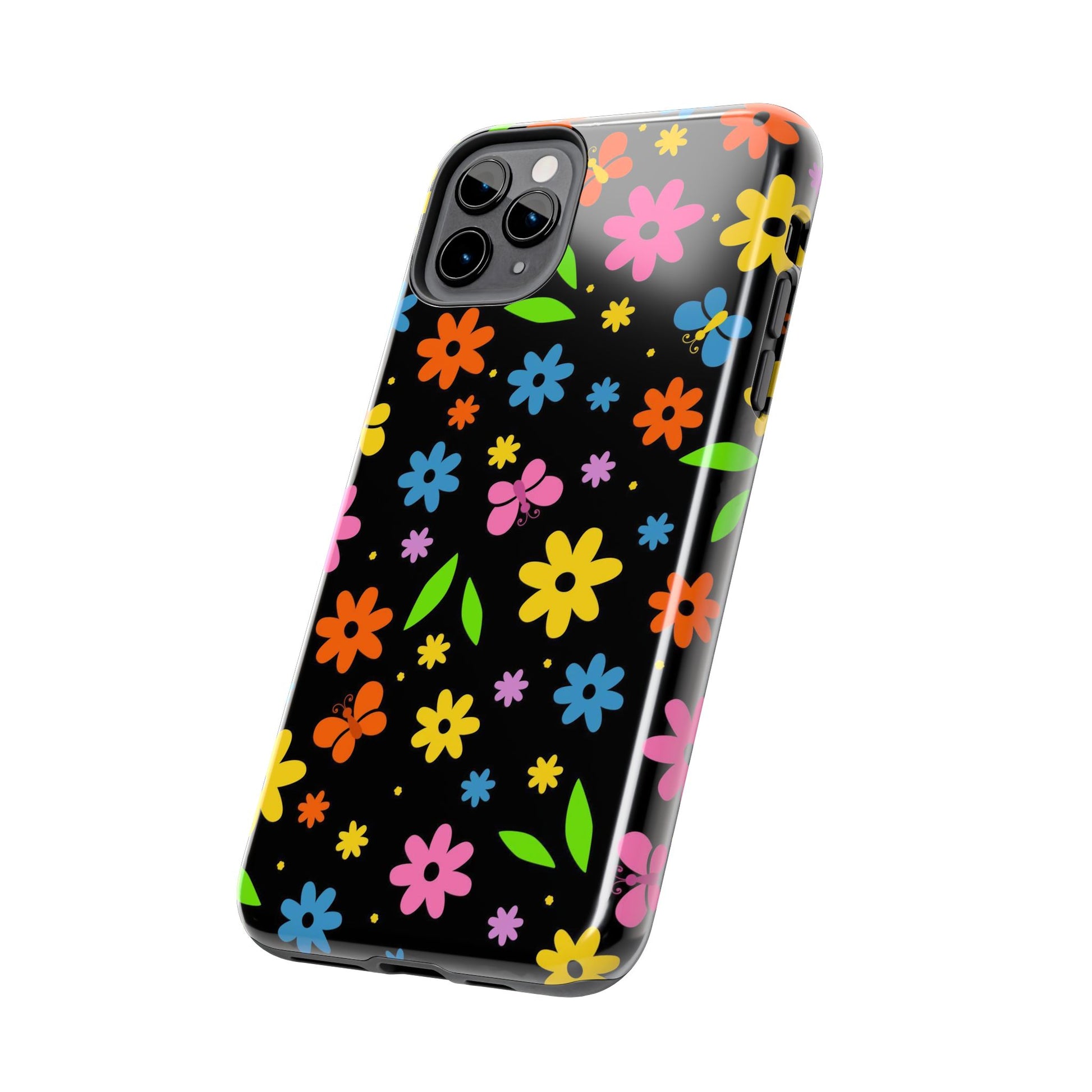 Cute pattern with simple flowers and butterflies. Tough Phone Cases