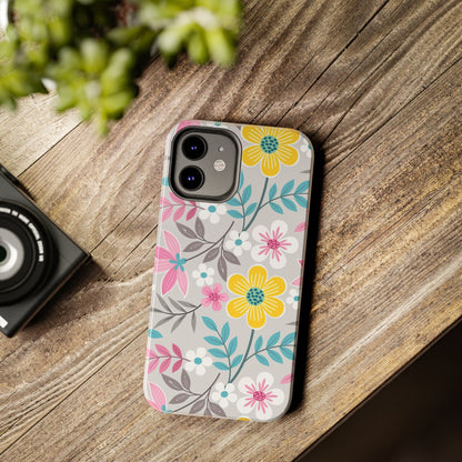 Colorful flowers and leaf Tough Phone Cases