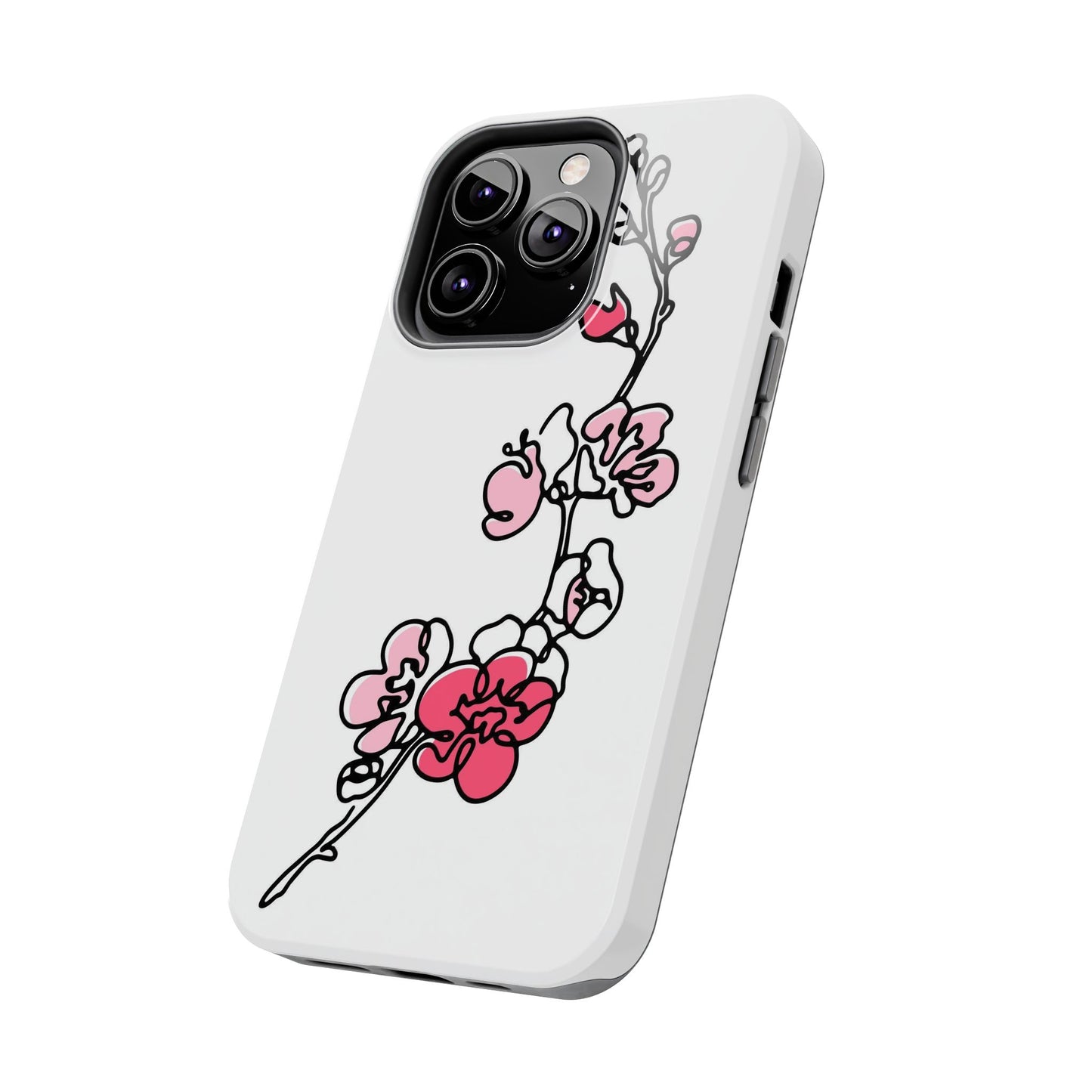 Cherry blossom single line art with abstract pink Tough Phone Cases