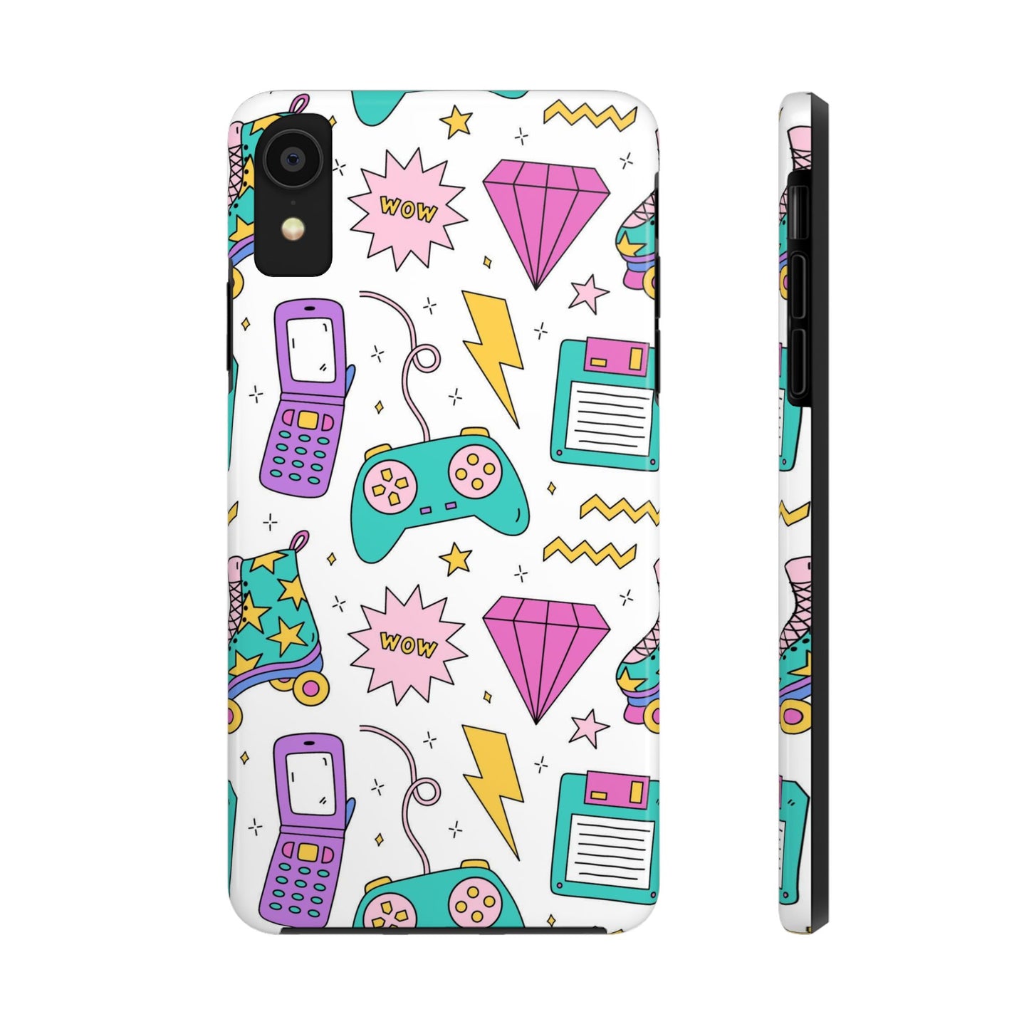 Bright seamless pattern with items from the nineties Tough Phone Cases iPhone XR