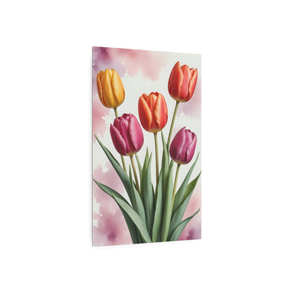 Vibrant Symphony of Tulips Metal Art Sign