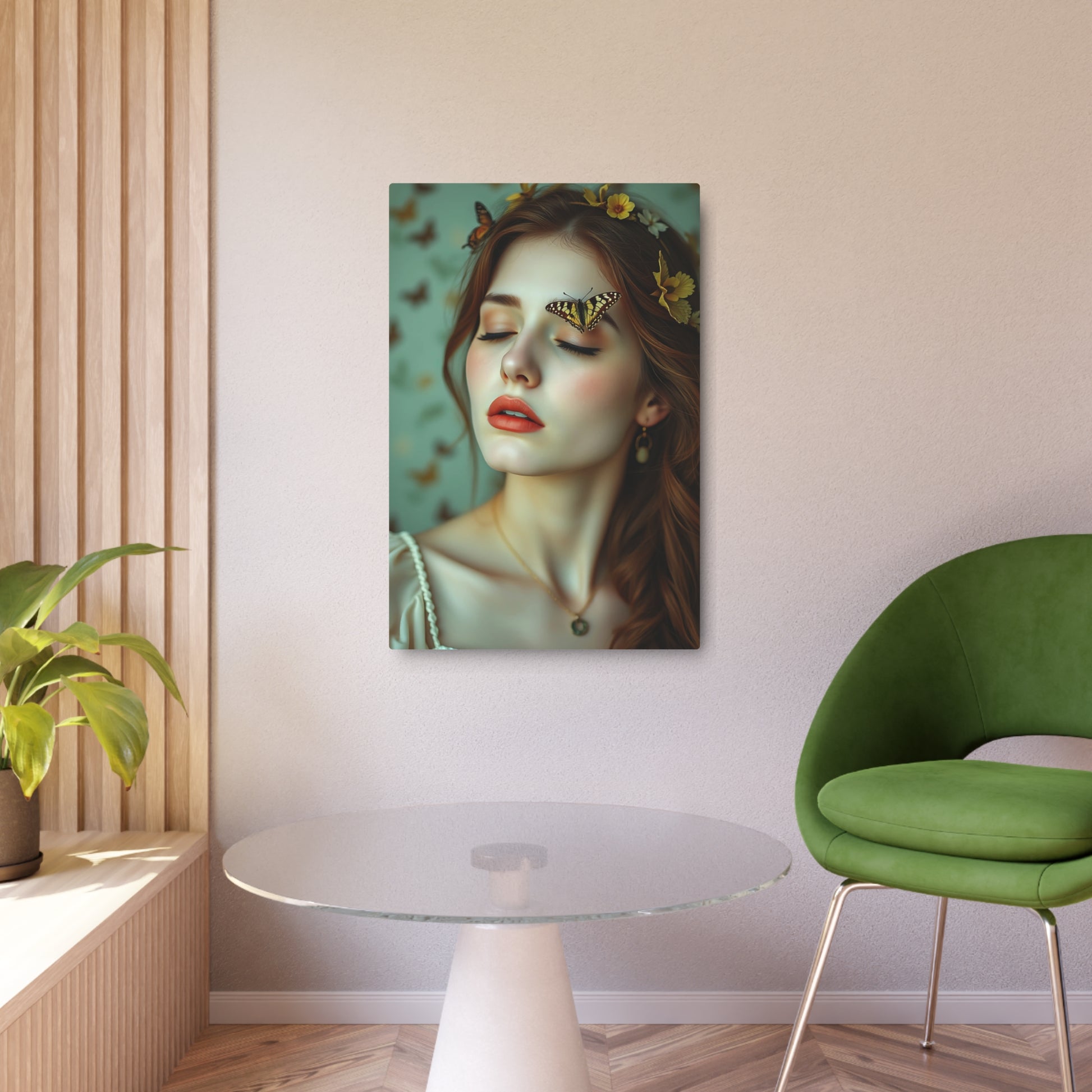 Enchanting Metal Wall Art: Butterfly Goddess Portrait for Dreamy Decor