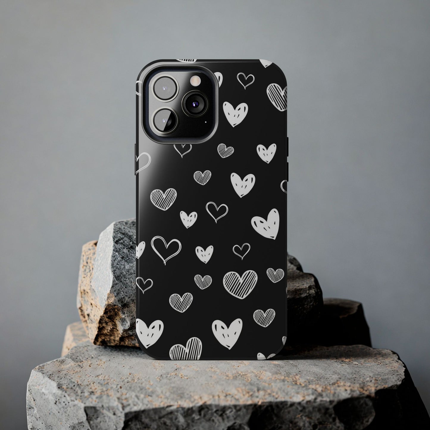 Heart doodles seamless pattern Tough Phone Cases