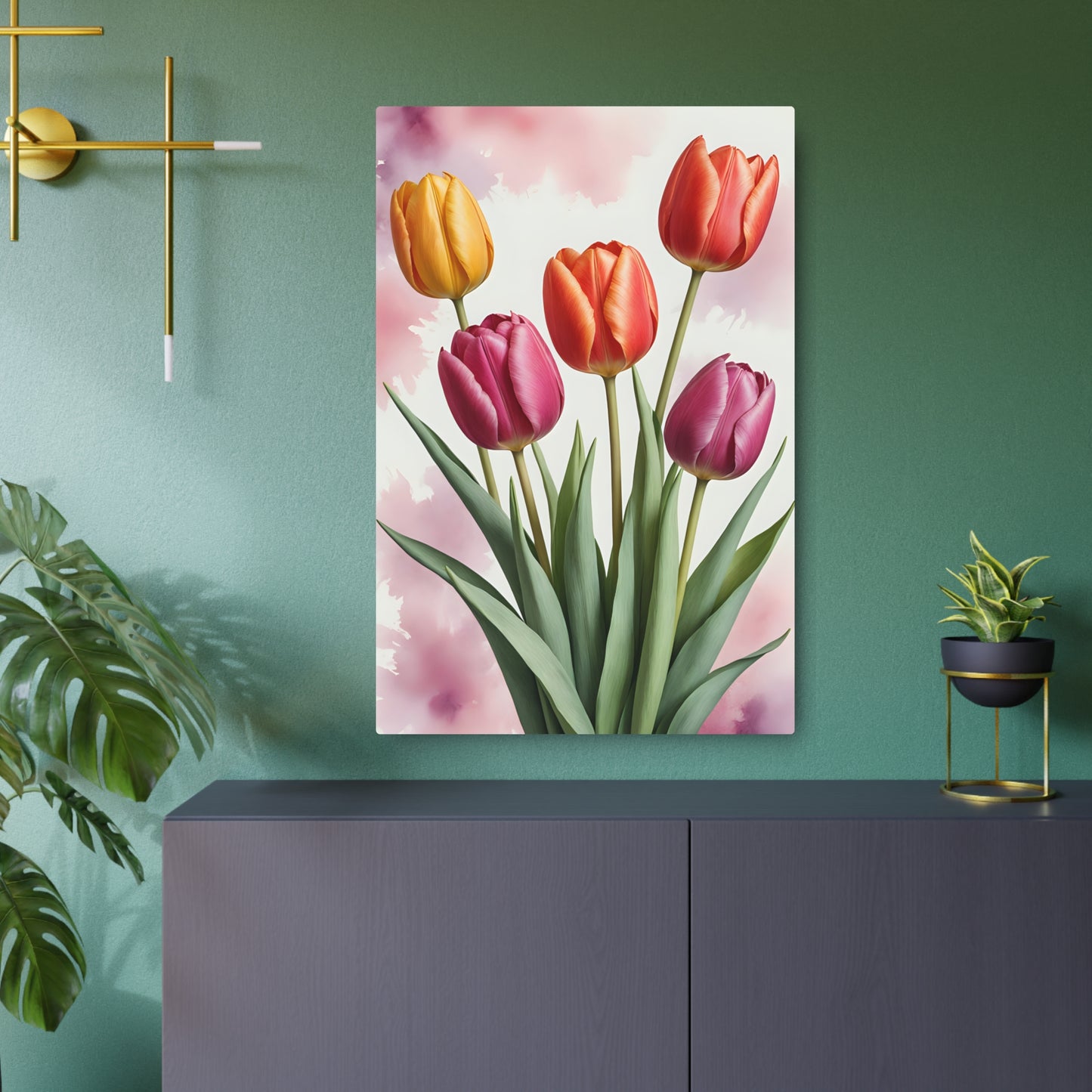 Vibrant Symphony of Tulips Metal Art Sign 24" x 36" (Vertical) 0.12''