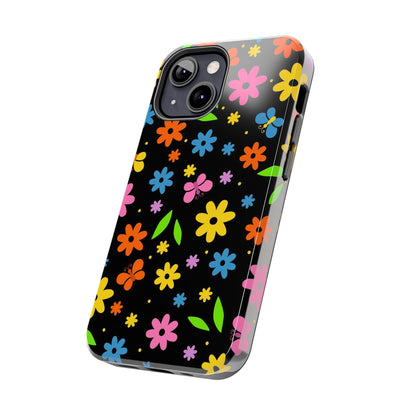 Cute pattern with simple flowers and butterflies. Tough Phone Cases