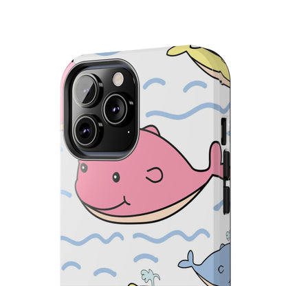 Seamless cute multicolored whale cartoon pattern Tough Phone Cases