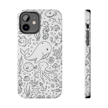 monochrome seamless pattern Tough Phone Cases iPhone 12