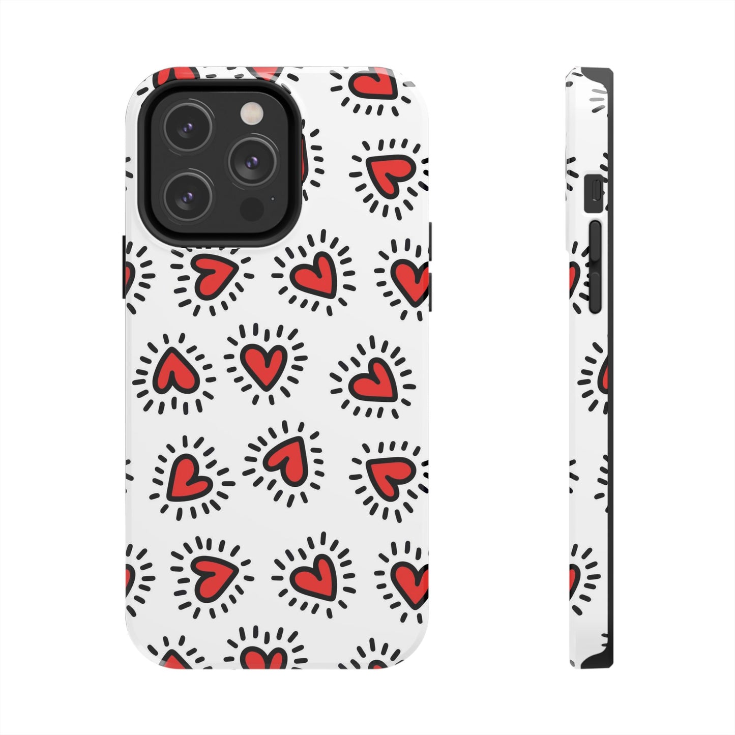 seamless pattern of Red hearts Tough Phone Cases iPhone 14 Pro Max