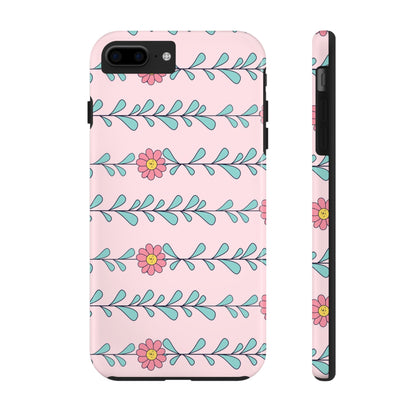 Seamless pattern pink flowers leaves Tough Phone Cases iPhone 7 Plus, iPhone 8 Plus