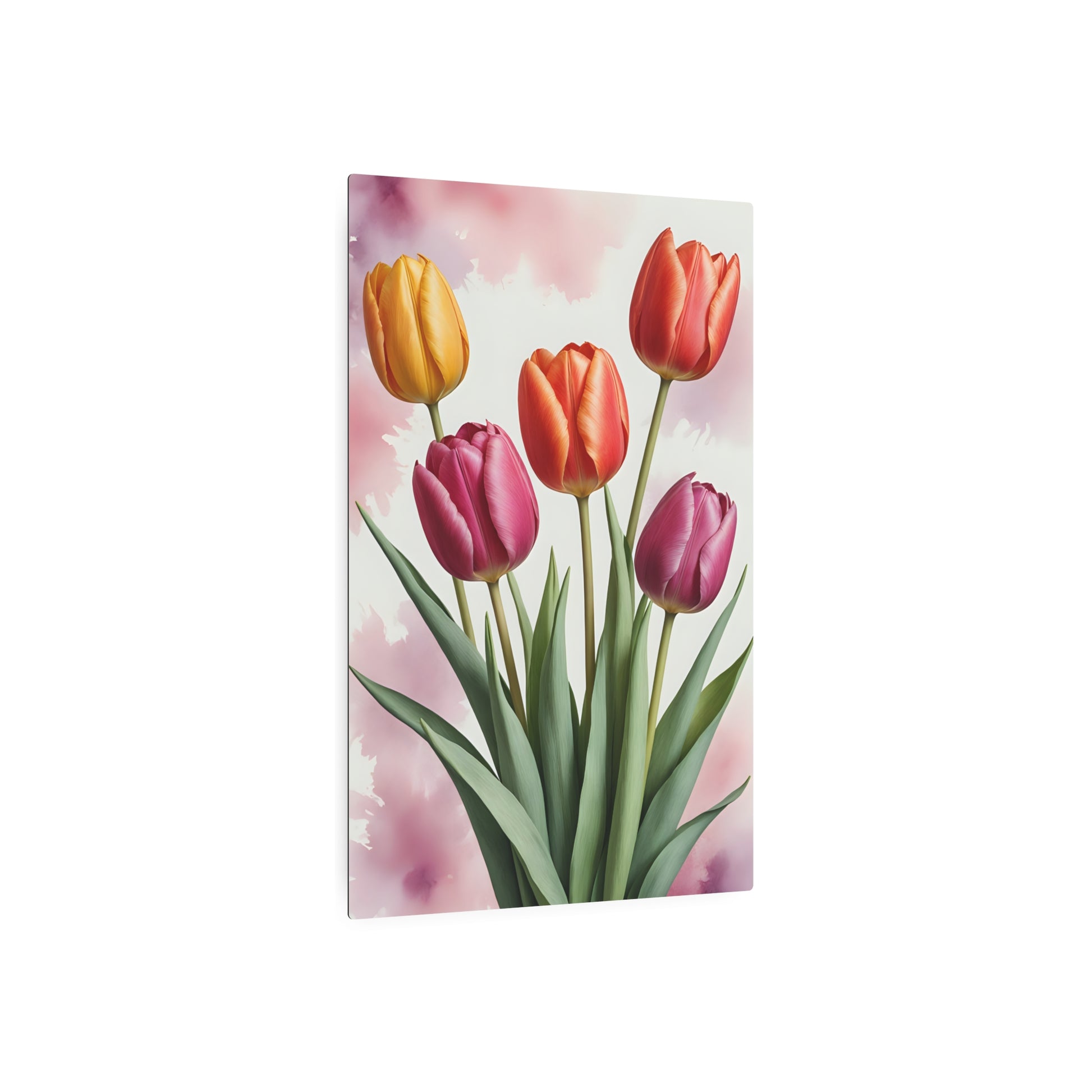 Vibrant Symphony of Tulips Metal Art Sign