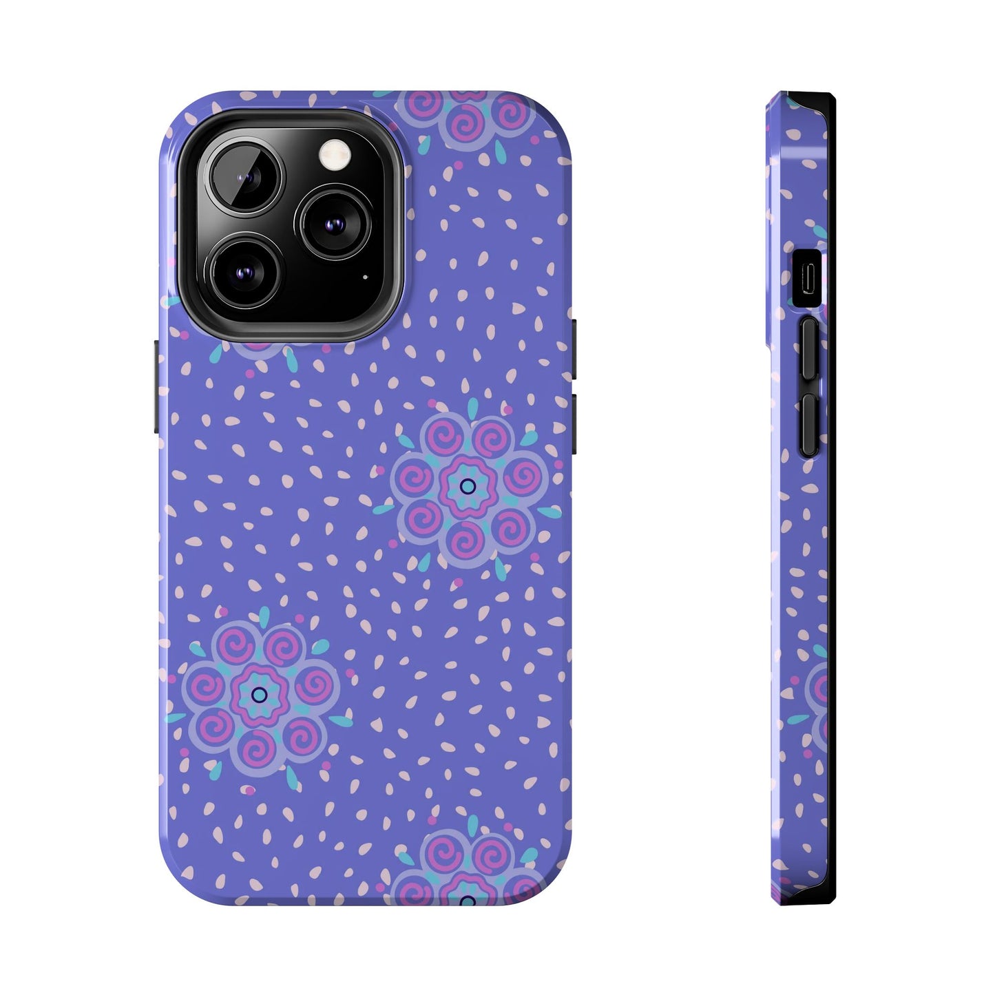 Abstract ethnic bud flower seamless pattern Tough Phone Cases iPhone 13 Pro