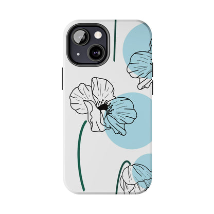 Hand drawn Blue Flower abstract Tough Phone Cases