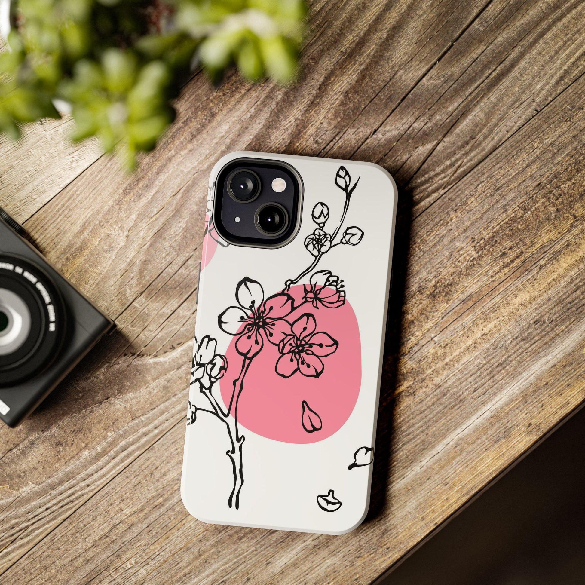 Spring blossom monochrome line art floral Tough Phone Cases