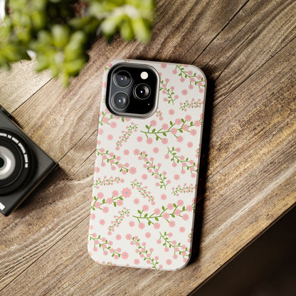 Seamless pattern green branches with blooming Tough Phone Cases