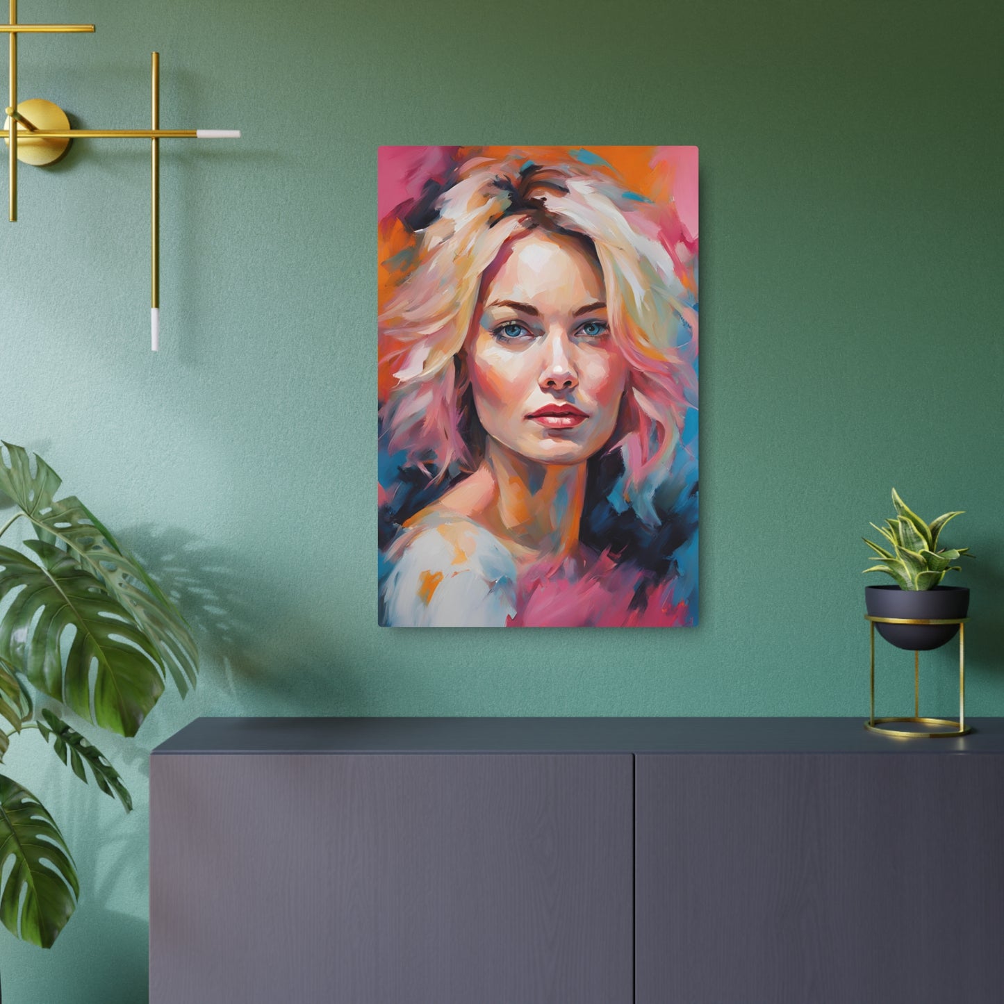 Stunning Portrait of a Young Woman | Vibrant Colorful Artwork Metal Art Sign 20″ x 30″ (Vertical) 0.12''