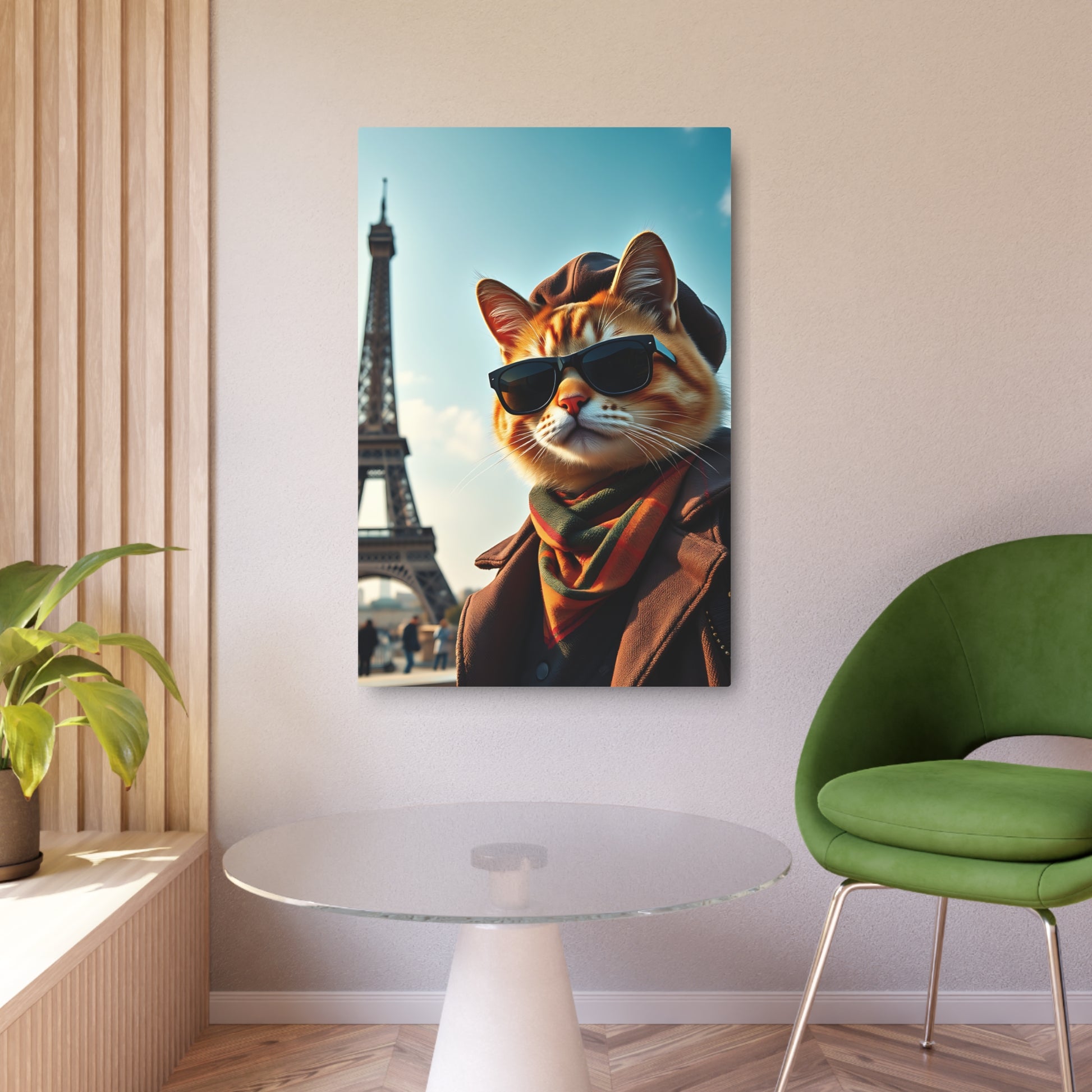 Chic Cat in Paris: A Purr-fect Encounter! Metal Art Sign