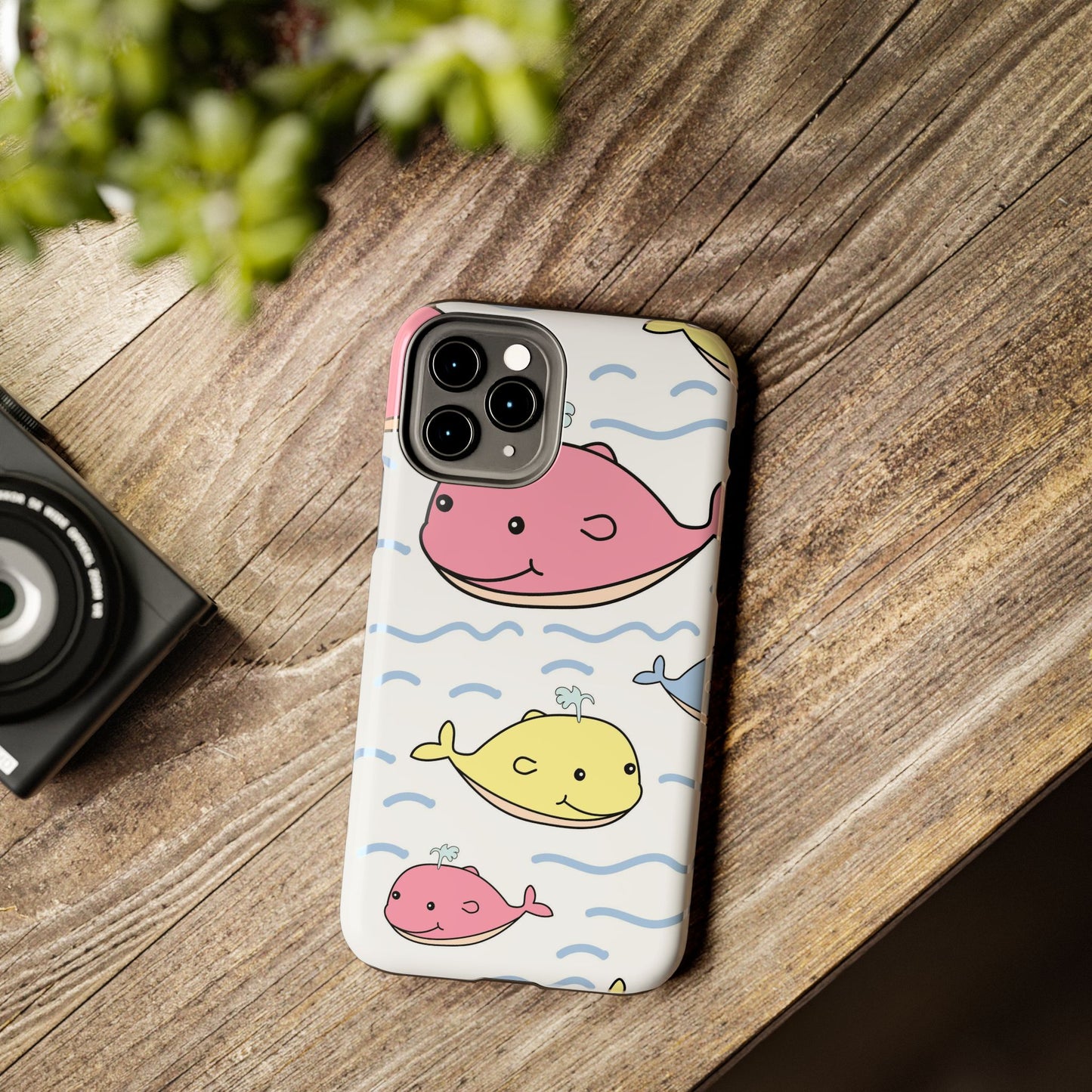 Seamless cute multicolored whale cartoon pattern Tough Phone Cases