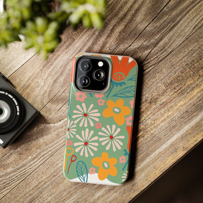 flowers in trendy retro Tough Phone Cases