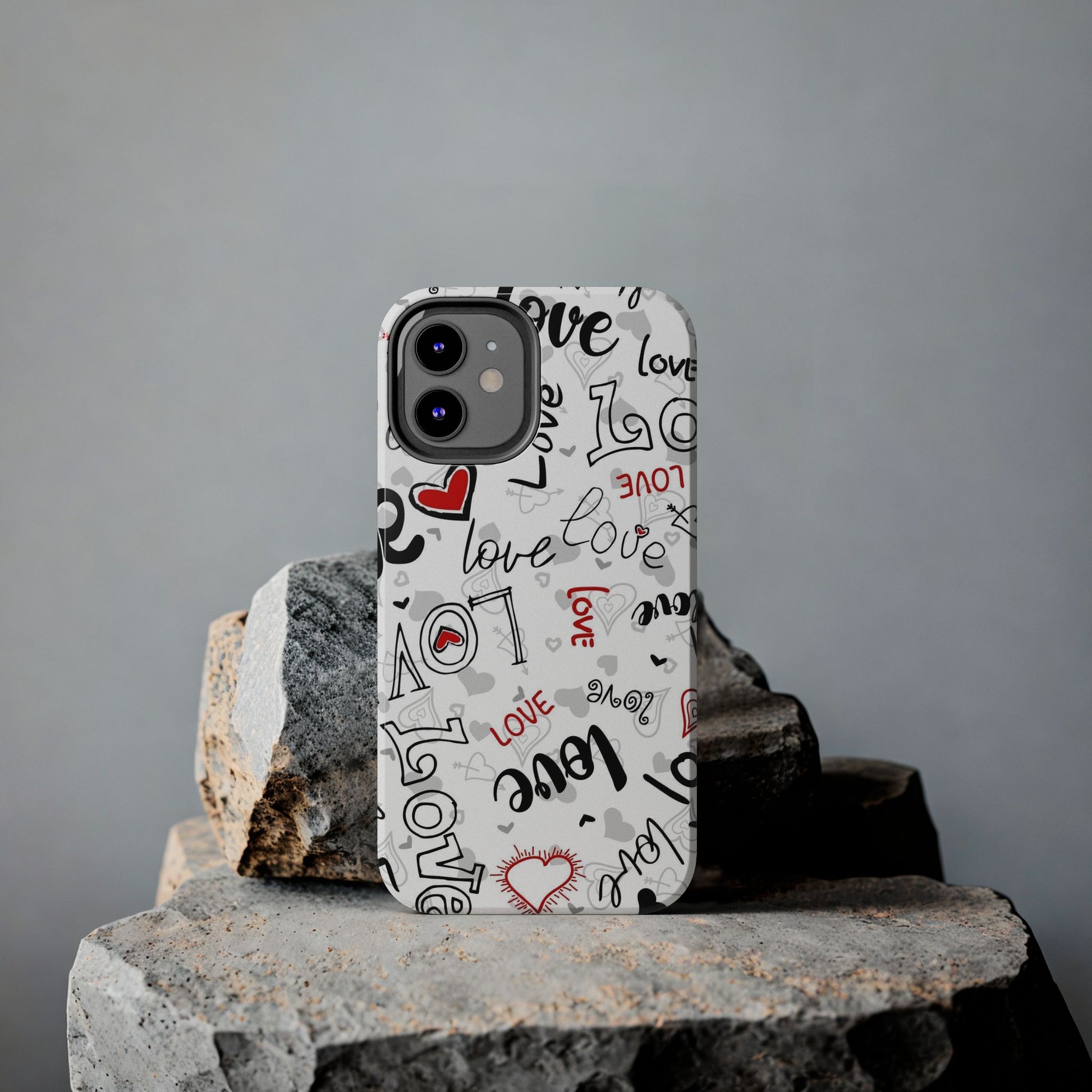 hearts with the words love Tough Phone Cases