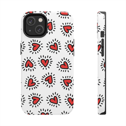 seamless pattern of Red hearts Tough Phone Cases iPhone 14