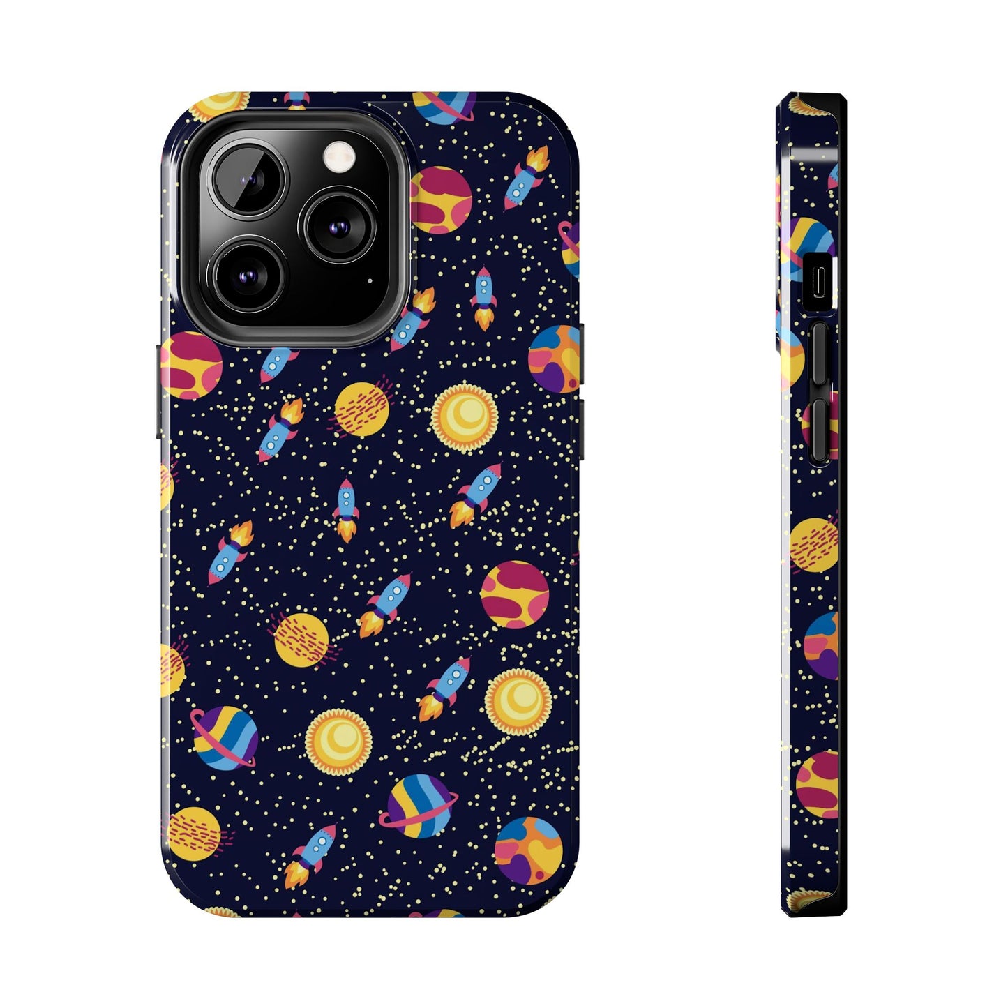 Seamless space pattern. Planets, rockets Tough Phone Cases iPhone 13 Pro