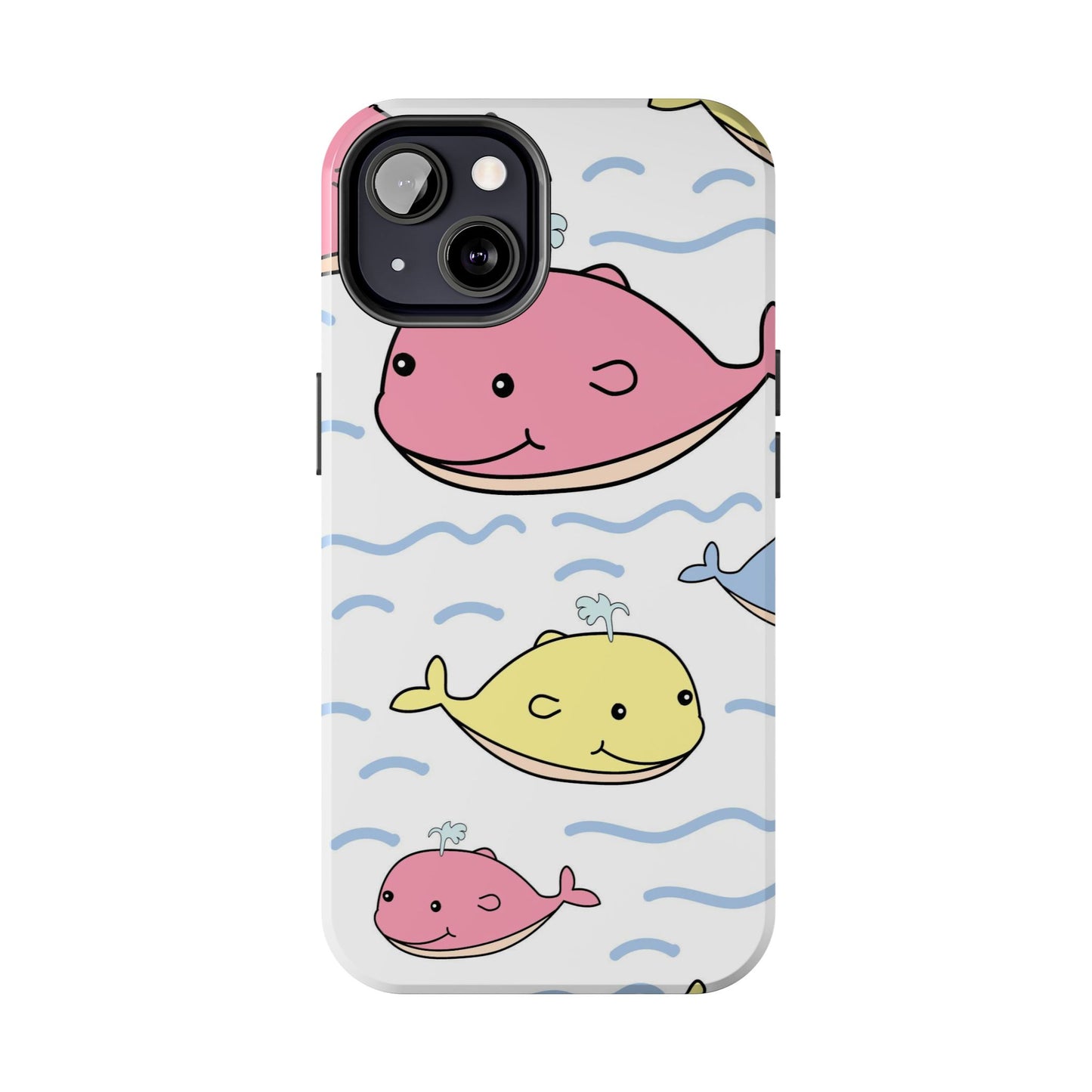 Seamless cute multicolored whale cartoon pattern Tough Phone Cases